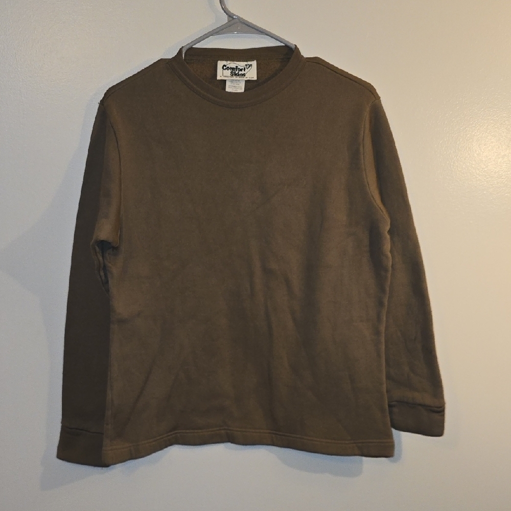 Comfort Colors Brown Crewneck Sweater Made In USA army Military LOT-R2
